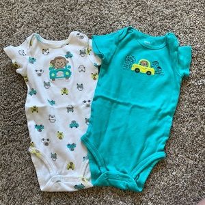 Lot of 2 onesies by Carter’s Just One You Monkey in a Car 12 months